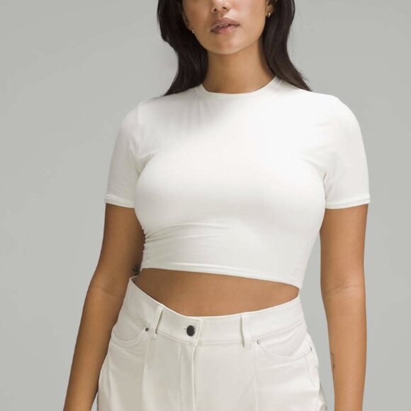 lululemon athletica Tops - NWT Lululemon Wundermost Ultra-Soft Nulu Crewneck Cropped T-Shirt Bone Sz Medium